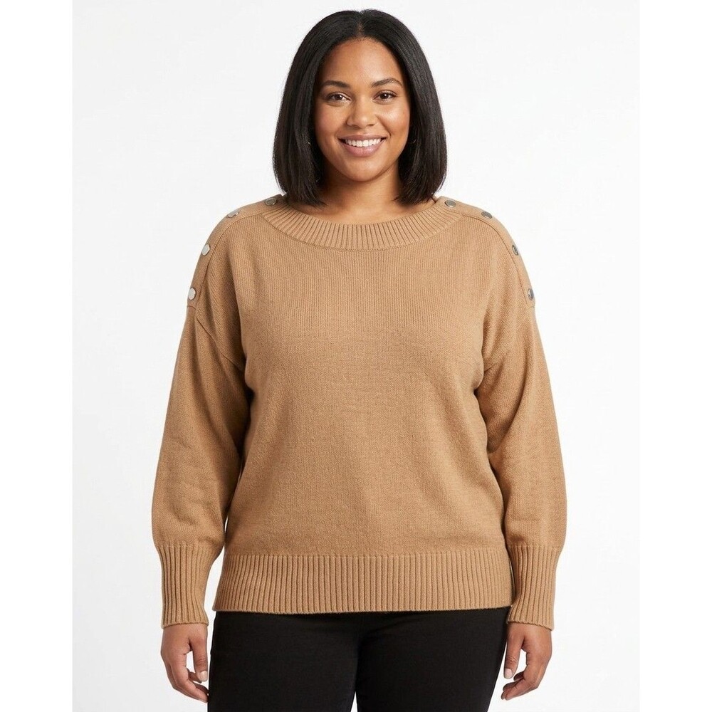 New York & Company Women's Tan Khaki Sweater XL Long Sleeve NWOT